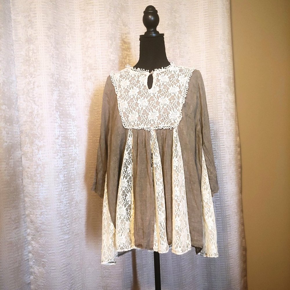 altar'd state Tunic Festival Pilgrim Peasant Regency Cottage Lace Sz Small